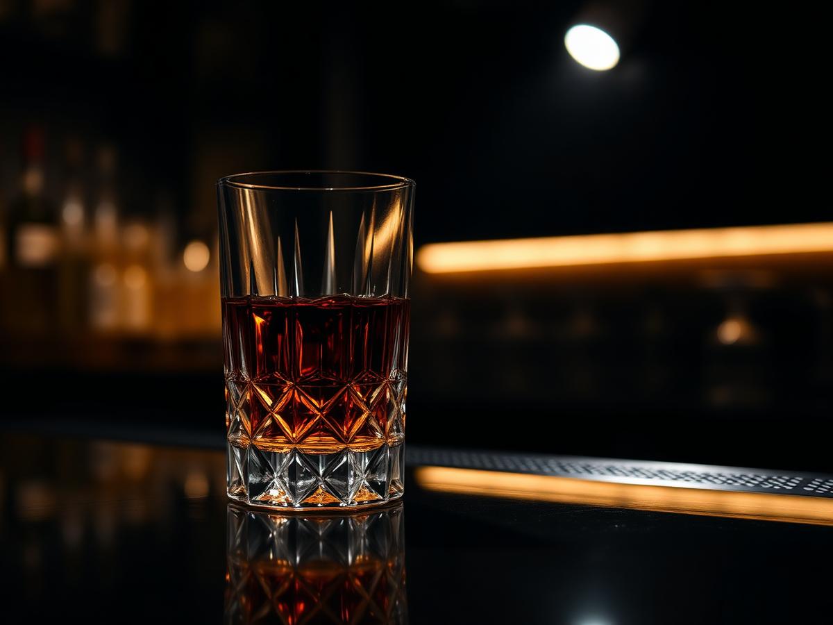 A pour of aged whiskey, licensed photograph